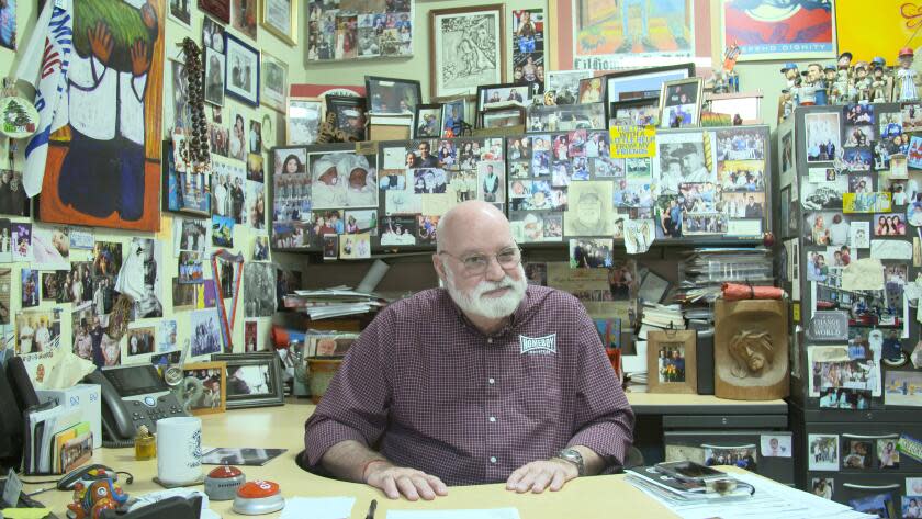 Father Gregory Boyle in his office at Homeboy Industries.