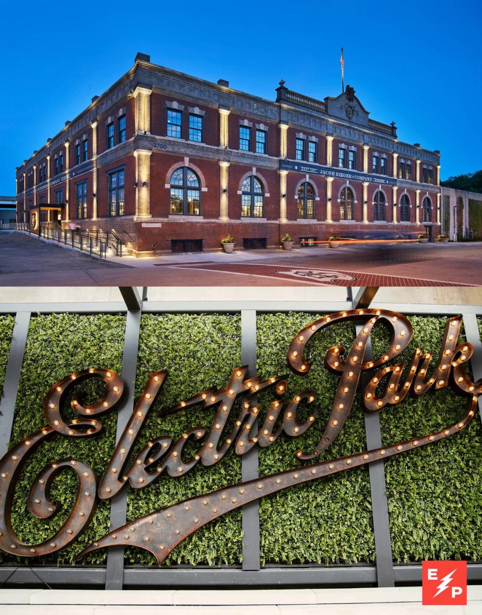 The Heim bottling plant, now home to J. Rieger & Co. and their Electric Park garden bar.