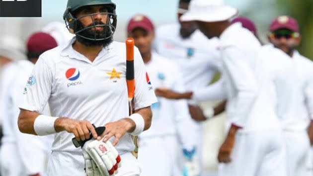 Misbah trudges off. Image: Twitter