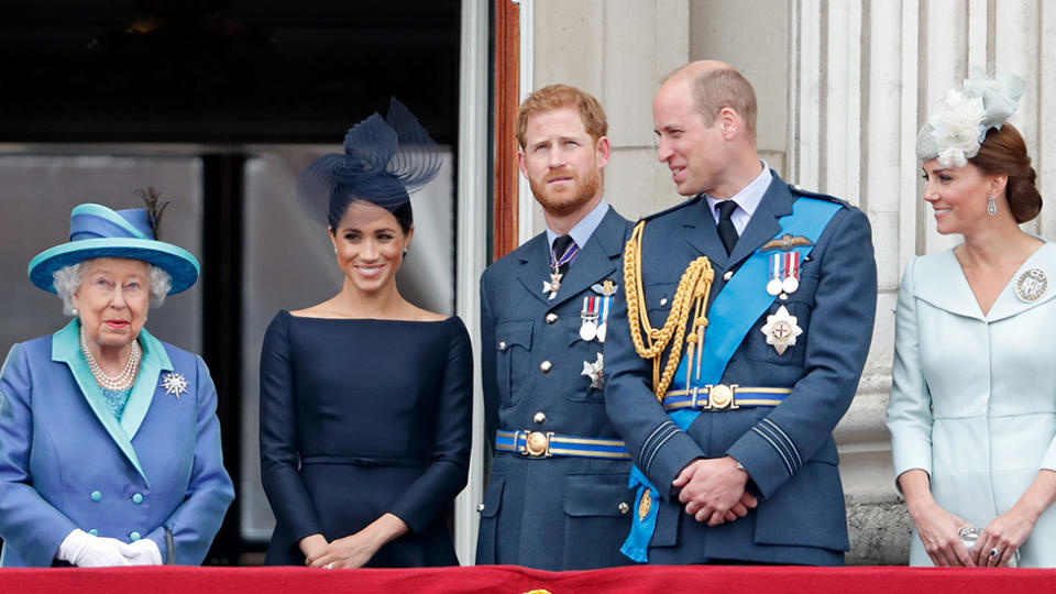 The Queen with Meghan Markle, Prince Harry, Prince William and Kate Middleton