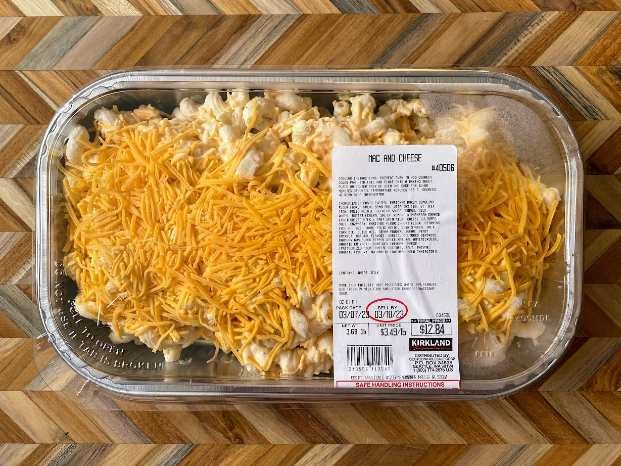 Costco Kirkland macaroni and cheese package