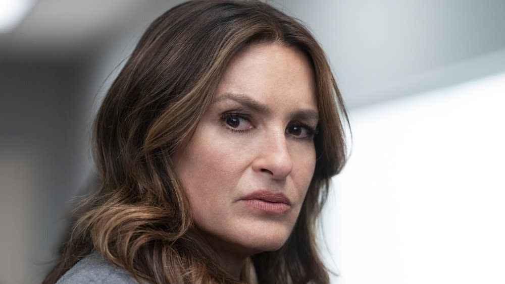  Close up shot of Mariska Hargitay as Olivia in Law & Order: SVU season 25. 