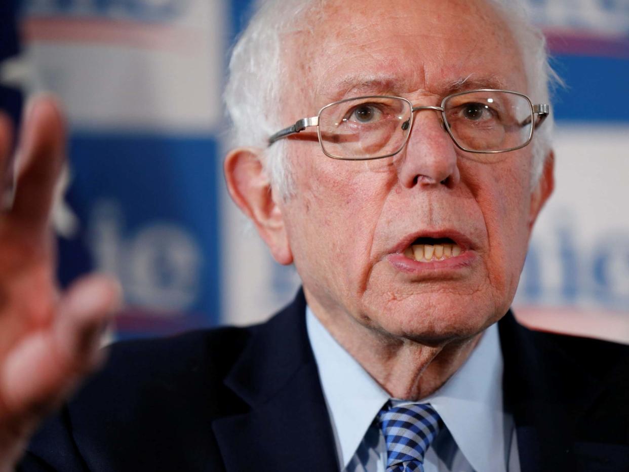 Senator Bernie Sanders speaks at a press conference at his campaign office in Burlington, Vermont: REUTERS