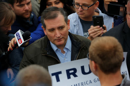 U.S. Republican presidential candidate Ted Cruz (R-TX) speaks with supporters of fellow candidate Donald Trump at a campaign event outside The Mill in Marion, Indiana, U.S., May 2, 2016. REUTERS/Aaron P. Bernstein