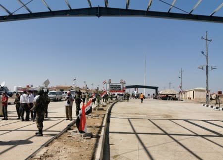 A view of the Iraqi-Syrian borders at Al Qaim Al Abu Kamal border crossing, after being reopened for travelers and trade in Anbar province, in Al Qaim