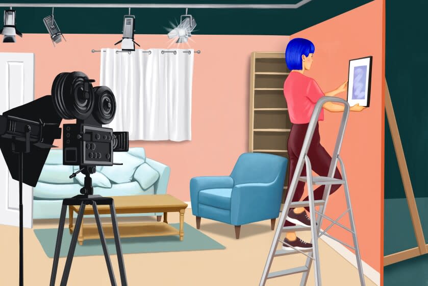Illustration of a set decorator by Juliette Toma, for The Times.