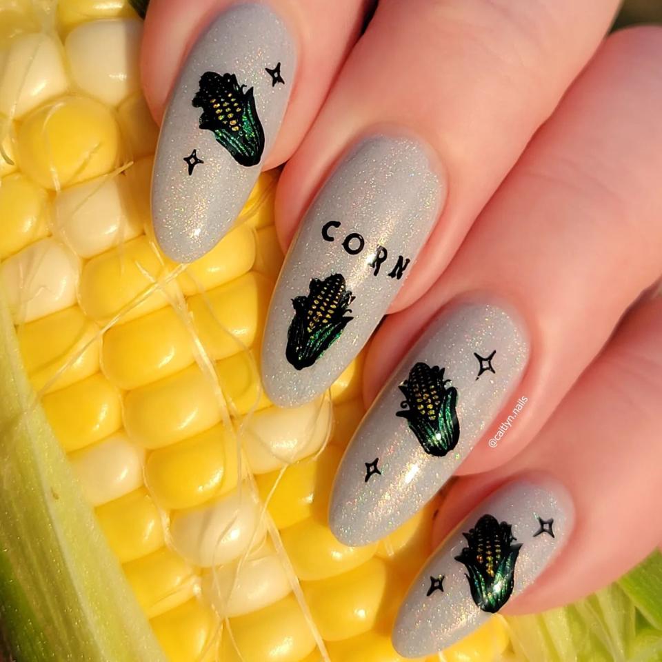 "I Really Like Corn" nail art