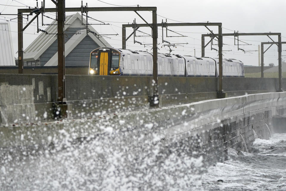 Waves crash against the sea wall at Saltcoats in North Ayrshire before Storm Dudley hits the north of England/southern Scotland from Wednesday night into Thursday morning, closely followed by Storm Eunice, which will bring strong winds and the possibility of snow on Friday. Picture date: Wednesday February 16, 2022.