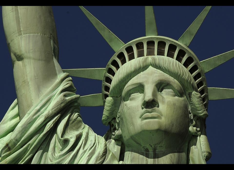 The Statue of Liberty after ceremonies on Liberty Island in New York on October 28,2011 to commemorate the 125th anniversary of the dedication of the Statue of Liberty.  AFP PHOTO / TIMOTHY A. CLARY (Photo credit should read TIMOTHY A. CLARY/AFP/Getty Images)