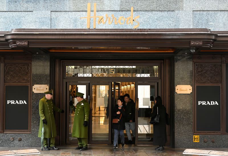 Door staff work at Harrods store in London