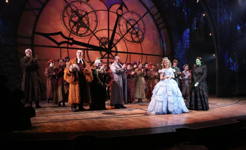 <div class="inline-image__caption"><p>Leads Alli Mauzey (L) and Lindsay Mendez with cast attend "Wicked" Celebrates 10th Anniversary on Broadway at Gershwin Theatre on October 30, 2013 in New York City.</p></div> <div class="inline-image__credit">Rob Kim/Getty</div>