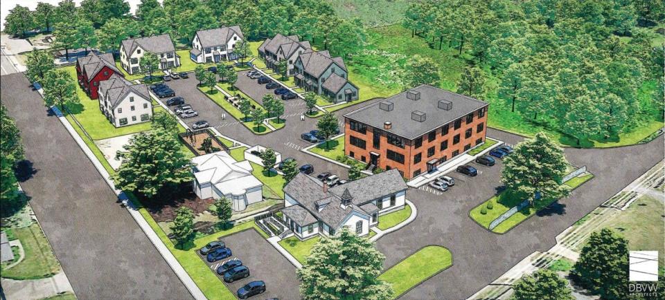 A rendering of the affordable housing project proposed at the former Oliphant School.