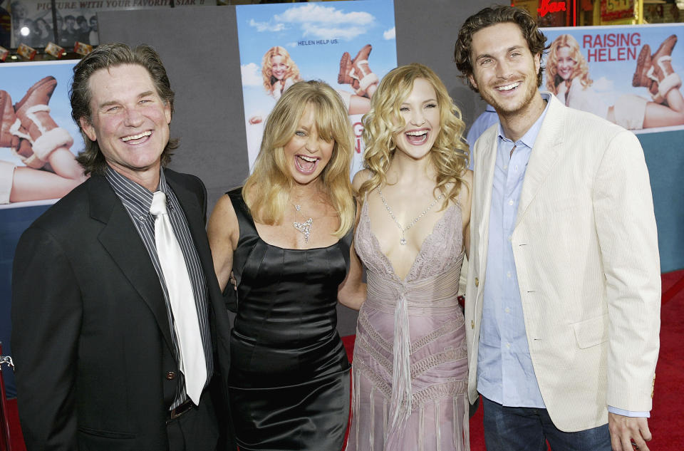 Kurt Russell, Goldie Hawn, and Kate and Oliver Hudson attend the film premiere of the romantic comedy "Raising Helen" on May 26, 2004 in Hollywood, California.  (Photo: Vince Bucci via Getty Images)