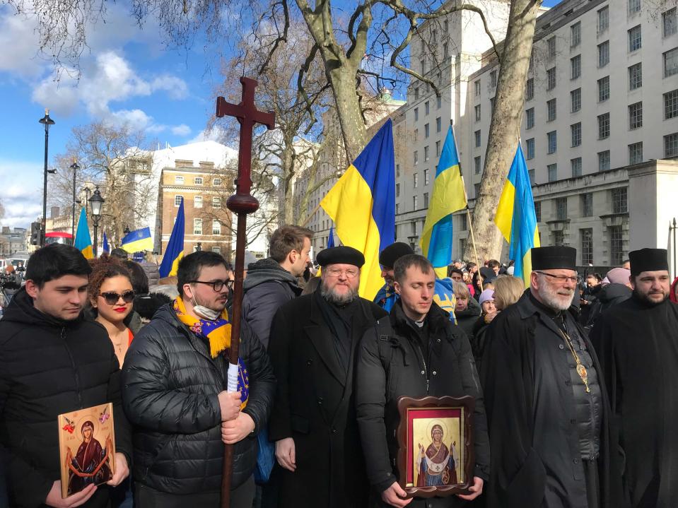 Protest against Russian invasion of Ukraine in London (Rory Sullivan / The Independent)