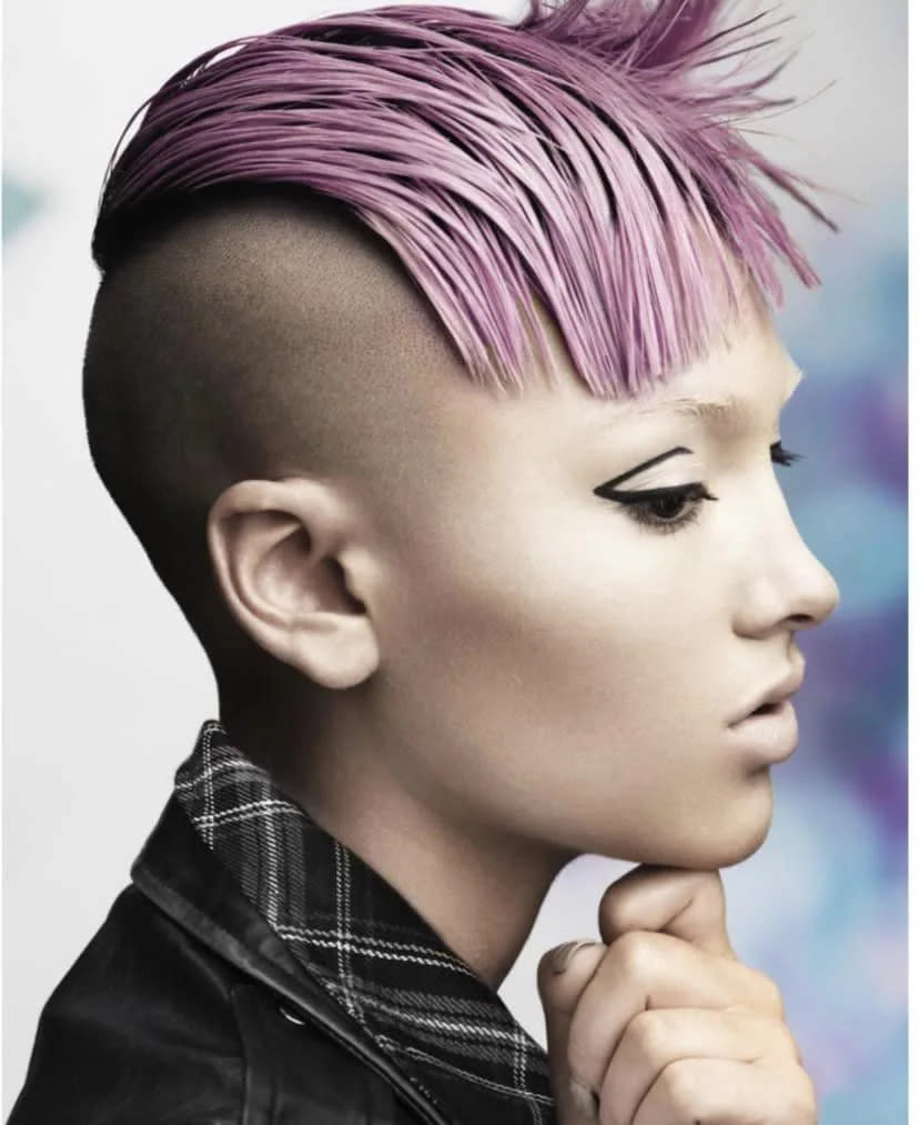 MAFS' Ella Ding with a short pink haircut and shaved sides.