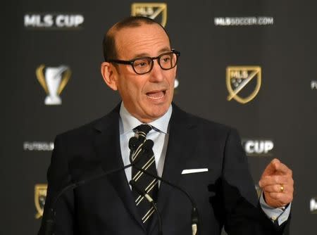 Dec 8, 2017; Toronto, Ontario, Canada; MLS commissioner Don Garber speaks during a state of the league address at Westin Harbour Castle. Dan Hamilton-USA TODAY Sports