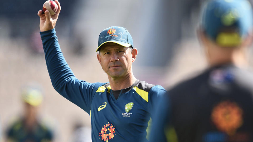 Ricky Ponting (pictured) throws a ball during training.