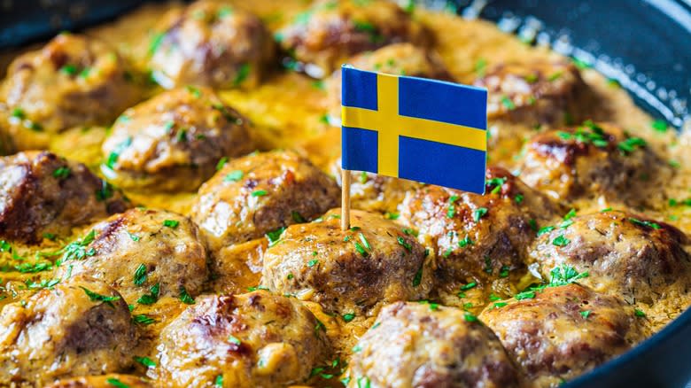 Swedish flag with meatballs