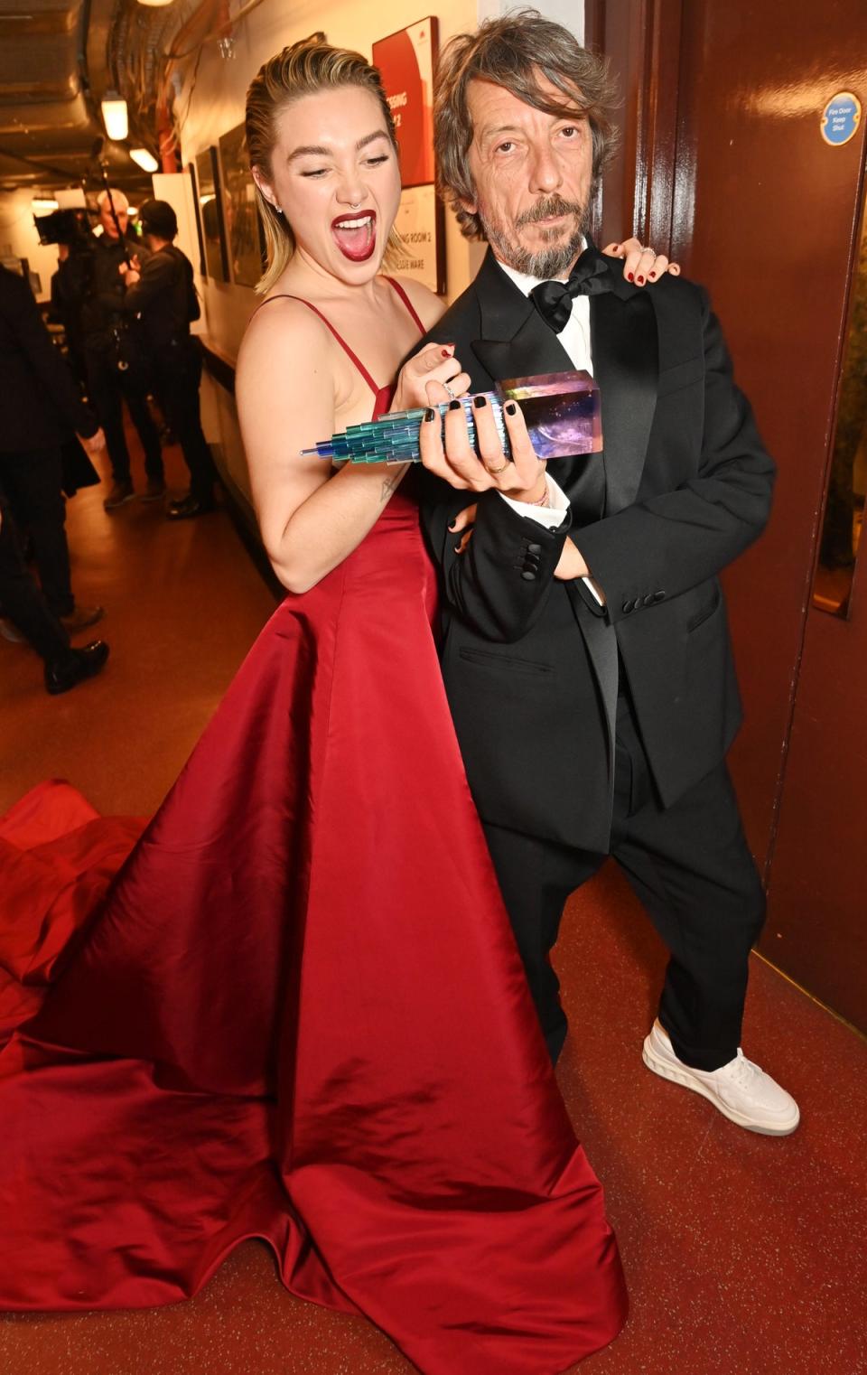 Florence Pugh and Valentino Creative Director Pierpaolo Piccioli at The Fashion Awards, 2022 (Dave Benett/Getty Images)