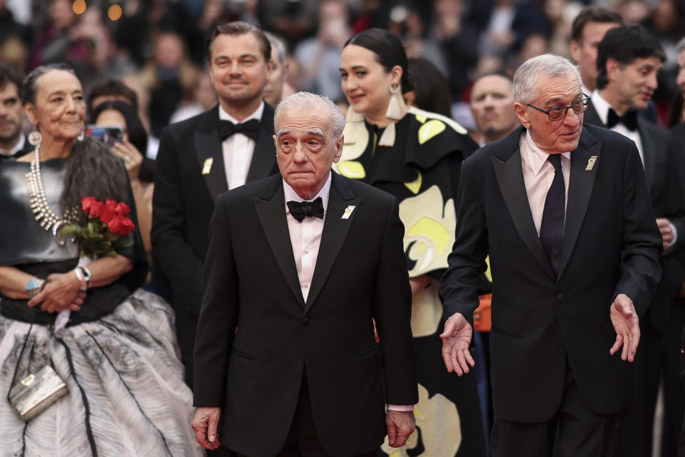 Director Martin Scorsese, from left, and Robert De Niro pose for photographers upon arrival at the premiere of the film 'Killers of the Flower Moon' at the 76th international film festival, Cannes, southern France, Saturday, May 20, 2023. (Photo by Vianney Le Caer/Invision/AP)