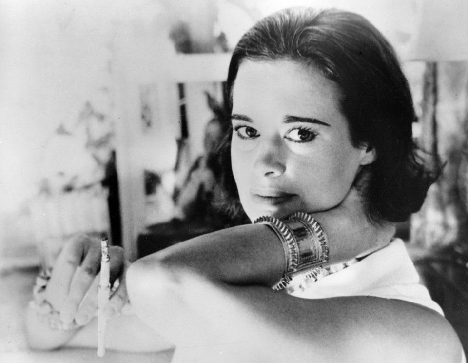 Gloria Vanderbilt in a black and white photo from 1964.