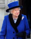 <p>Queen Elizabeth received this diamond and sapphire feather brooch as a wedding gift in 1947 from the jewelry firm Carrington's. </p>