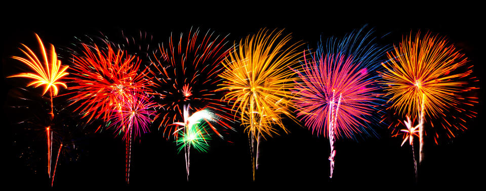 Colorful fireworks on a black background