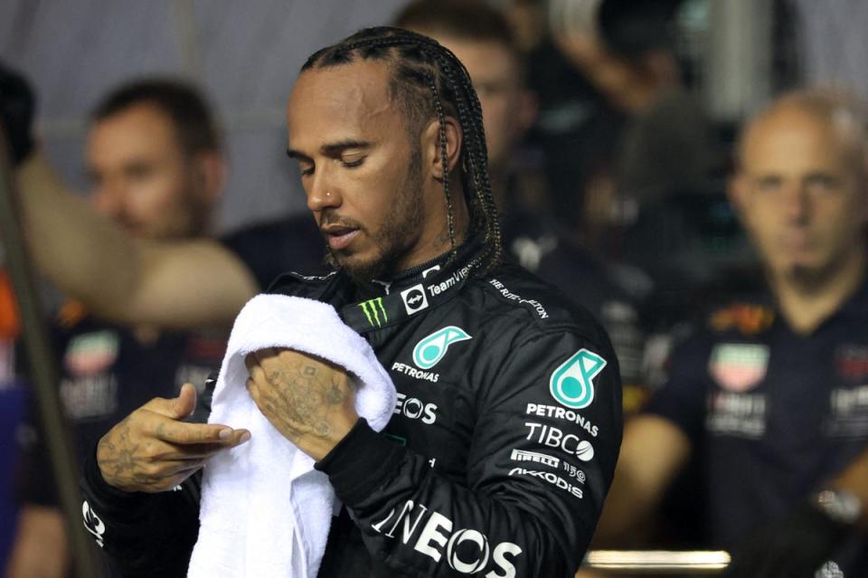 Lewis Hamilton wore his nose stud during qualifying at the Marina Bay Street Circuit (REUTERS)