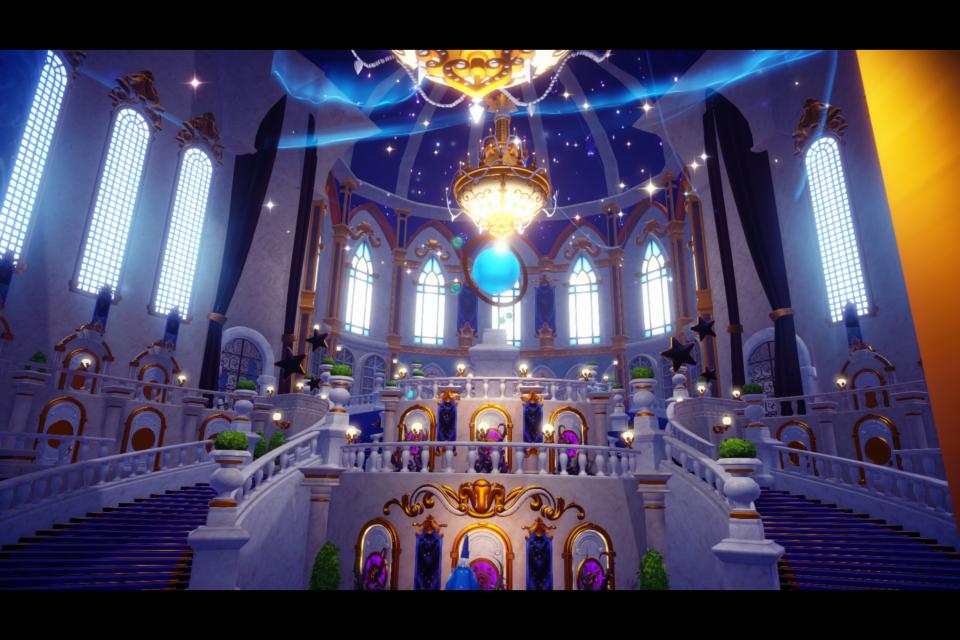 A magical palace in Disney Dreamlight Valley.