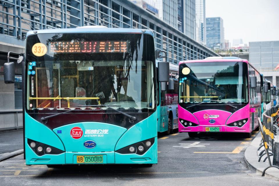 Shenzhen has 15 million people and 1.35 million fewer tonnes of CO2, thanks to these buses (Getty Images)