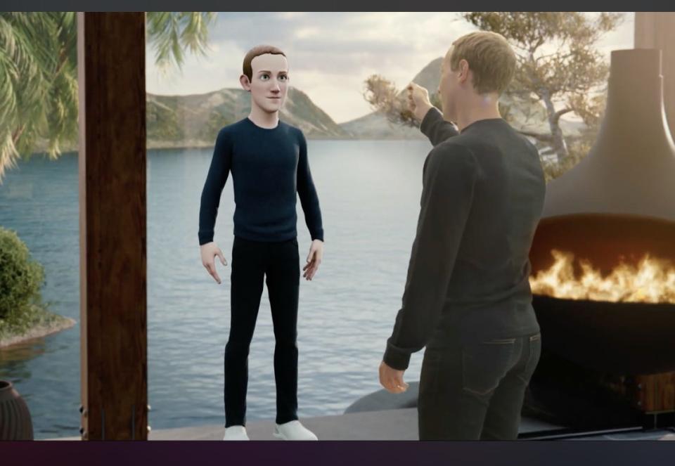 Mark Zuckerberg showing his 'metaverse' avatar during Connect 2021