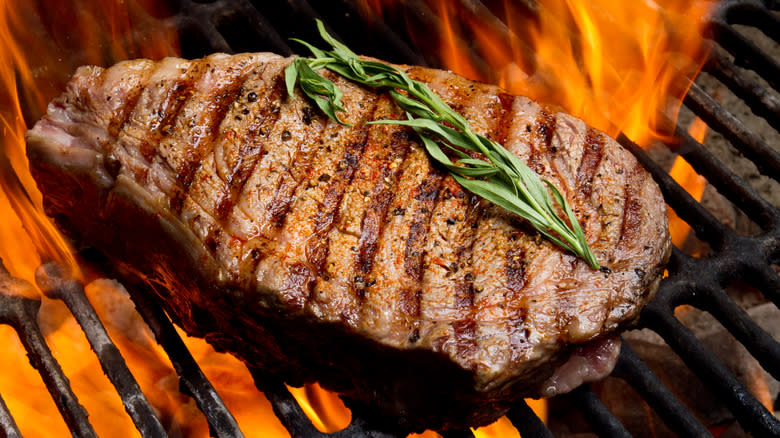 ribeye steak on the grill