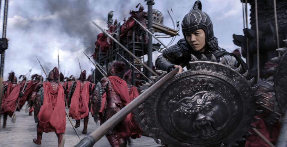 This image released by Legendary Pictures and Universal Pictures shows Lu Han as Peng Yong in a scene from "The Great Wall." (Legendary Pictures and Universal Pictures via AP)