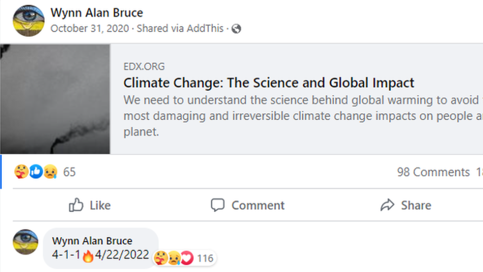 Publicación de Facebook de Wynn Alan Bruce en la que coloca un emoticón de fuego junto a la fecha en la que cometería los hechos frente a la Corte Suprema. Esto ocurrió hace dos semanas.