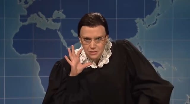 Kate McKinnon as Ruth Bader Ginsburg on Weekend Update in "Saturday Night Live"