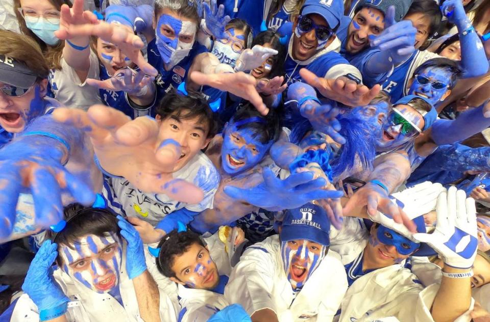 The Cameron Crazies await North Carolina before Duke’s game against UNC at Cameron Indoor Stadium in Durham, N.C., Saturday, Feb. 4, 2023.