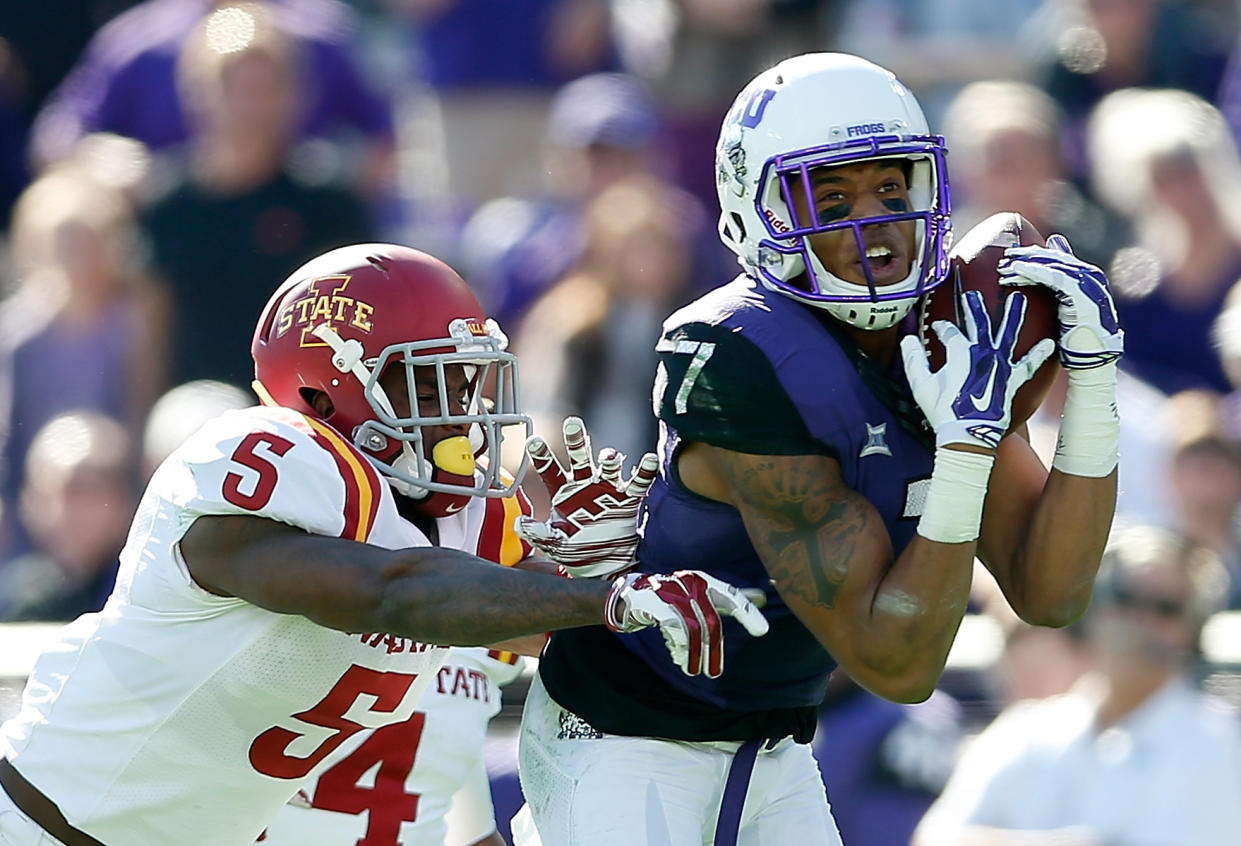 Kolby Listenbee says TCU coaches pressured him to return too quickly from a pelvic injury. (Getty)