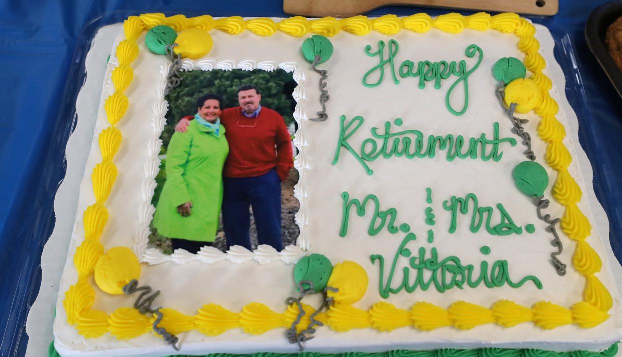 A retirement party for Ben Vittoria Friday April 19, 2024, who retired from Arthur Treacher's after working for the company for 47 years, included a cake at the Cuyahoga Falls restaurant.