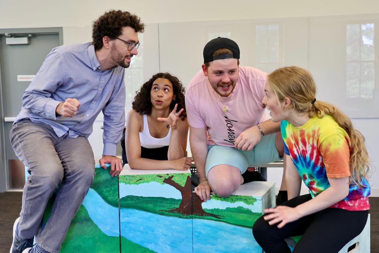 “Water Rocks!: The Musical” cast members are (left to right) Alex Kirstukas as Sky, Anna Stevens as Fen, Nysio Poulakos as Jess and Julia Divine as Mick.