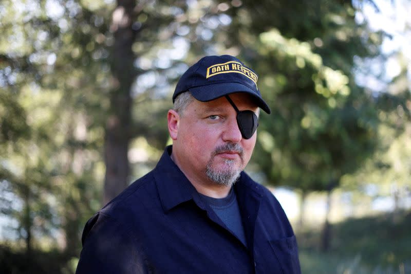 Stewart Rhodes of the Oath Keepers poses during an interview session in Eureka.