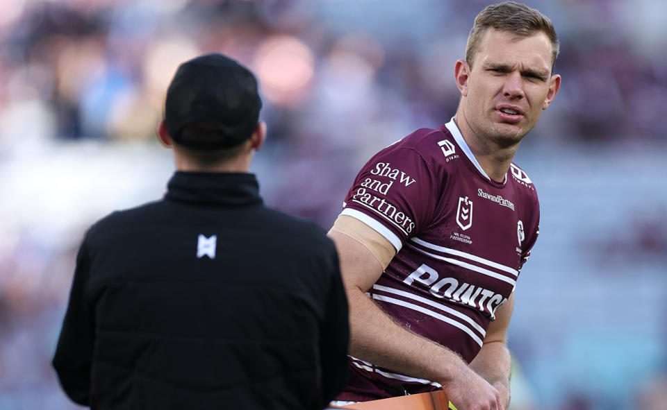 Tom Trbojevic in action for Manly.