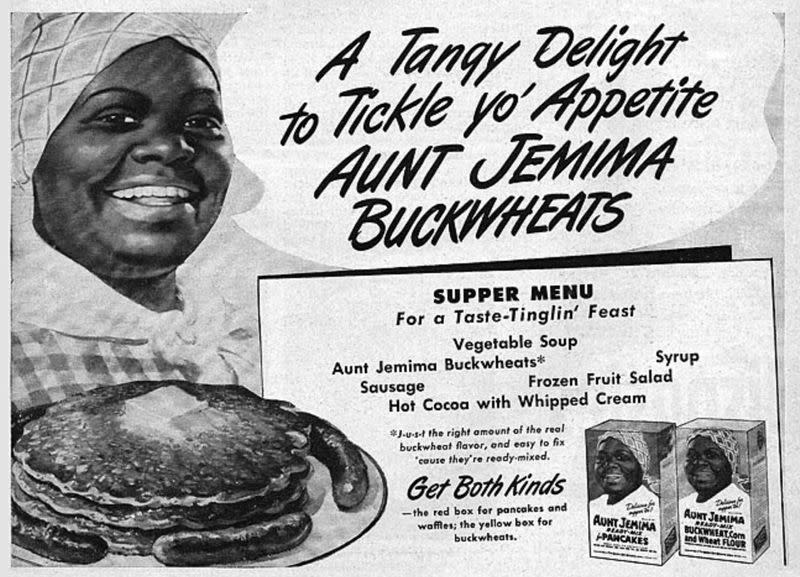 A 1930's print ad for Aunt Jemima branded products