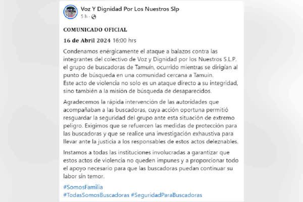 Comunicado-vozydignidad-SanLuisPotosi-