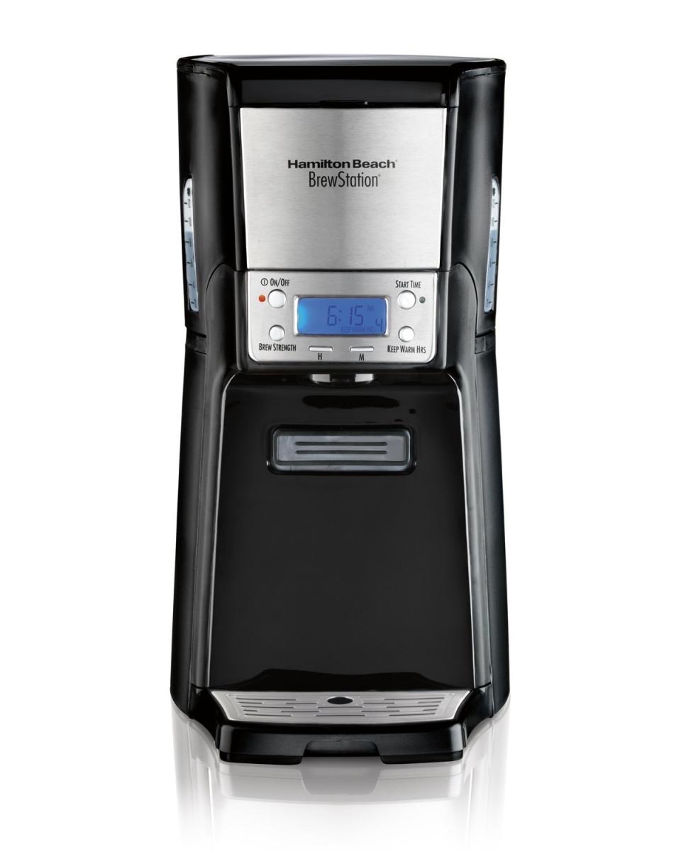 You don't have to opt for the fancy espresso machine when a <a href="https://www.amazon.com/Hamilton-Beach-Programmable-Brewstation-48464/dp/B001K66LPQ/ref=sr_1_16?s=kitchen&amp;ie=UTF8&amp;qid=1516817122&amp;sr=1-16&amp;keywords=coffee+machine" target="_blank">12-cup coffee maker for under $50</a> will do just the trick.