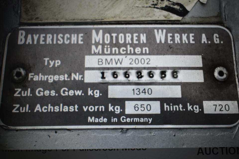 The 1969 BMW 2002's engine plate