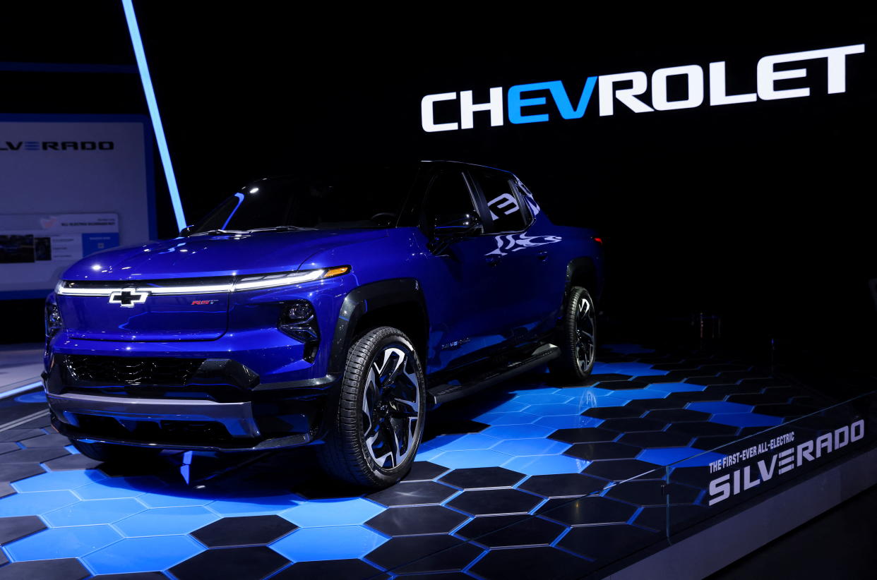 2024 Chevrolet Silverado EV RST is pictured at the New York International Auto Show, in Manhattan, New York City, U.S., April 13, 2022. REUTERS/Andrew Kelly