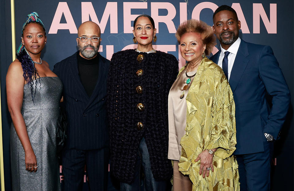 Erika Alexander, Jeffrey Wright, Tracee Ellis Ross, Leslie Uggams and Sterling K. Brown attend "American Fiction" New York screening at AMC Lincoln Square Theater on December 10, 2023 in New York City.