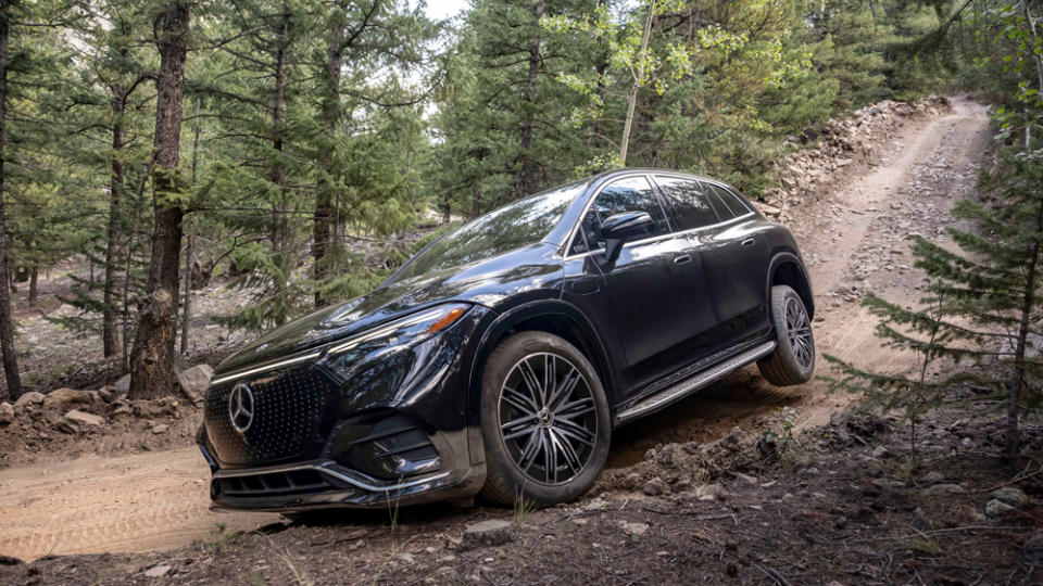 The Mercedes-Benz EQS SUV on an off-road drive in Colorado.