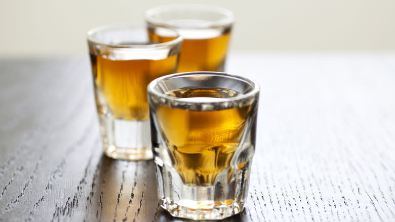 three whiskey shots