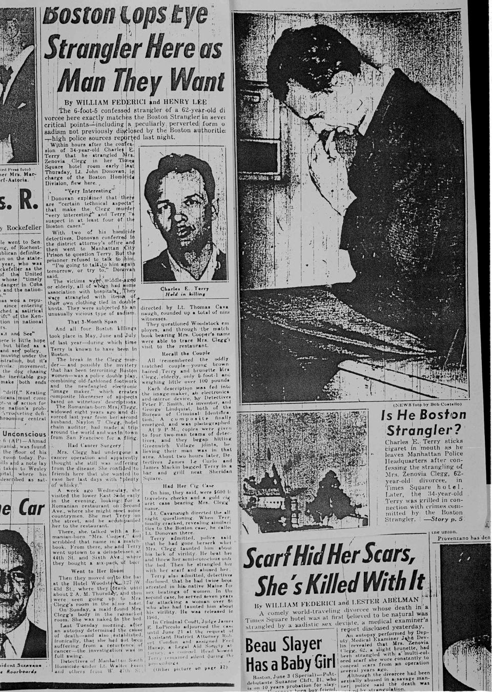 Newspaper articles about a potential suspect responsible for the killings from New York.